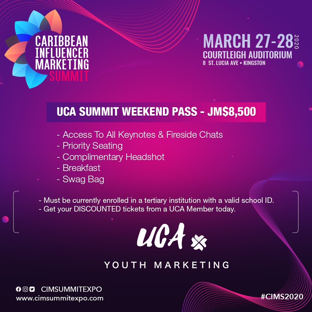 CIMSummitExpo's tweet photo. Get your tickets for #CIMS2020 while stocks last! We only have 300 tickets to sell and they're going really fast!!! 

You can buy tickets from @FontanaPharmacy, @UCAJamaica or online at https://t.co/S6s6Ma9qqP! https://t.co/0tQsMrFSF0