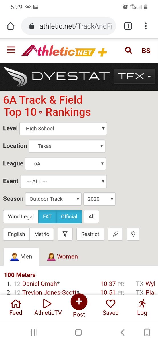 ElJefeEsElMundo's tweet photo. Area Rankings
#2 100 meters
#4 200 meters
@ViewsFromTrizzy https://t.co/sf1LKed9f5