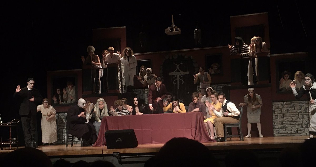 Intermission of the RHS Drama Dept production of The Addams Family...SO MUCH TALENT!! You must come see!! Last show tomorrow at 2 pm!! Da da da da...snap, snap!! #RollaBulldogs