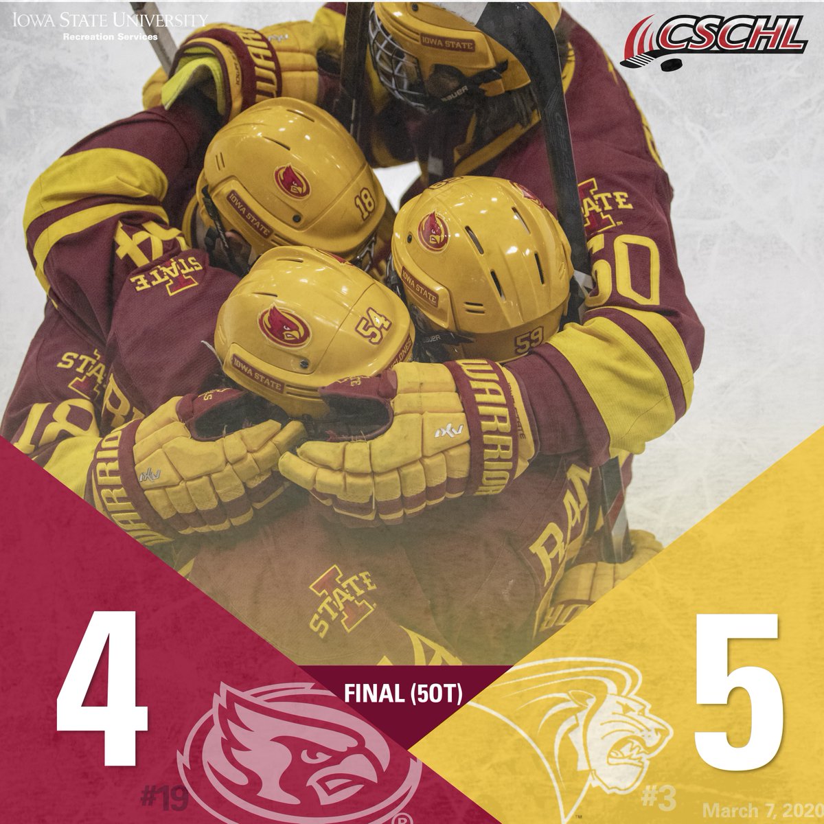 HOCKEYIOWASTATE's tweet photo. Not the ending we were hoping for but a memorable ending nonetheless. 
#cyclonehockey #neverenough #onceacyclone #forevercardinalandgold #ISUvLU https://t.co/hDH3jFJxjq