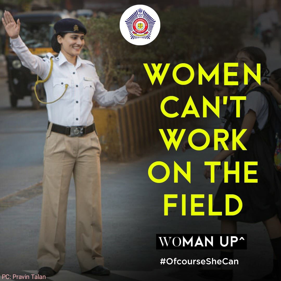 MumbaiPolice's tweet photo. Think again! #OfcourseSheCan  #WoManUp #InternationalWomensDay #InternationalWomensDay2020 https://t.co/8SvASgxoq0