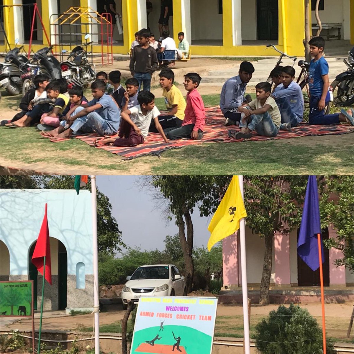 A fun afternoon for <a href="/UKAFCricket/">InterServicesT20</a> playing and coaching at GBP School in Teeklie village New Delhi. Wonderful fund-raising work by Martin &amp; Annie. 
<a href="/UKDefenceIndia/">UK Defence in India🇬🇧🇮🇳</a> <a href="/AsianVoiceNews/">Asian Voice</a> <a href="/DefenceHQ/">Ministry of Defence 🇬🇧</a>