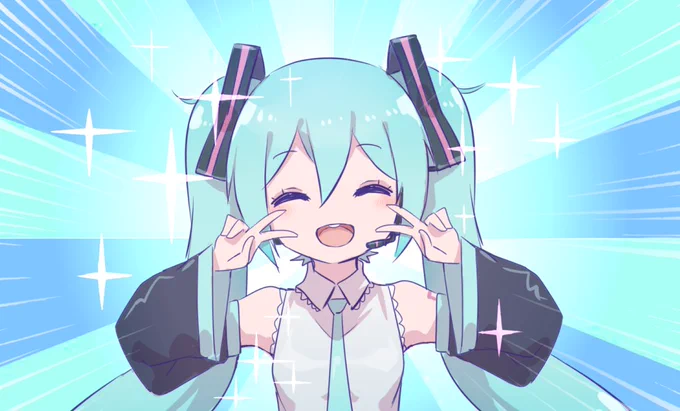 初音ミクの落書き描いた。・:+° 