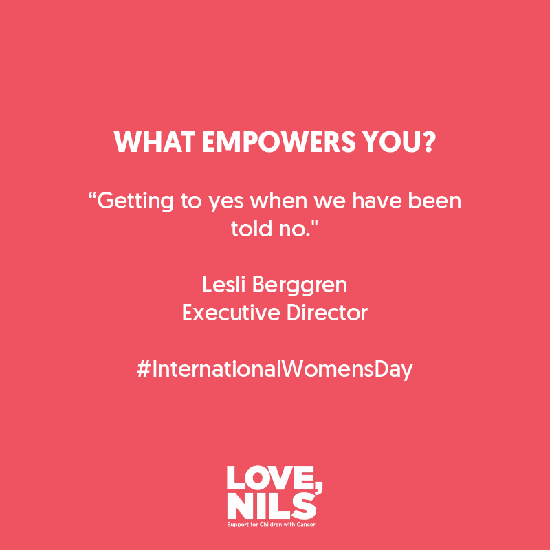 Love1Nils's tweet photo. We think every day is Women’s Day, but today we want to give a special shout out to the Super Woman behind the scenes, our Founder and Executive Director, Lesli Berggren. 

When we asked Lesli what empowers her, she said: “Getting to yes when we have been told no." https://t.co/U3xjYz7ACo