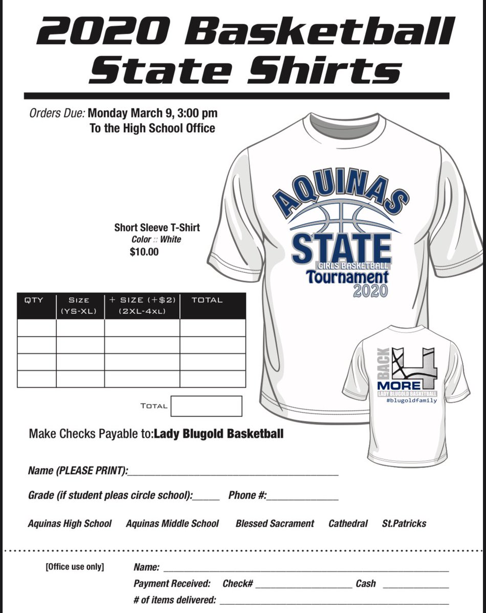 BlugoldFanz's tweet photo. Get your state girls basketball tshirt!! 
Orders due to the AHS office by 3:00pm Monday https://t.co/2ut5Mxva6c