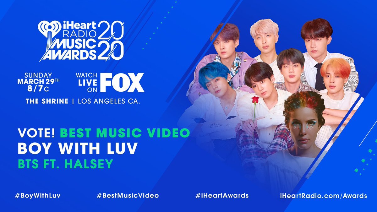 BTSVotingIndo's tweet photo. @BigHitEnt Armyy Keep Voting!!
RT to Vote #BoyWithLuv by @BTS_twt ft Halsey as #BestMusicVideo at #iHeartAwards! https://t.co/R1am8uQLRk