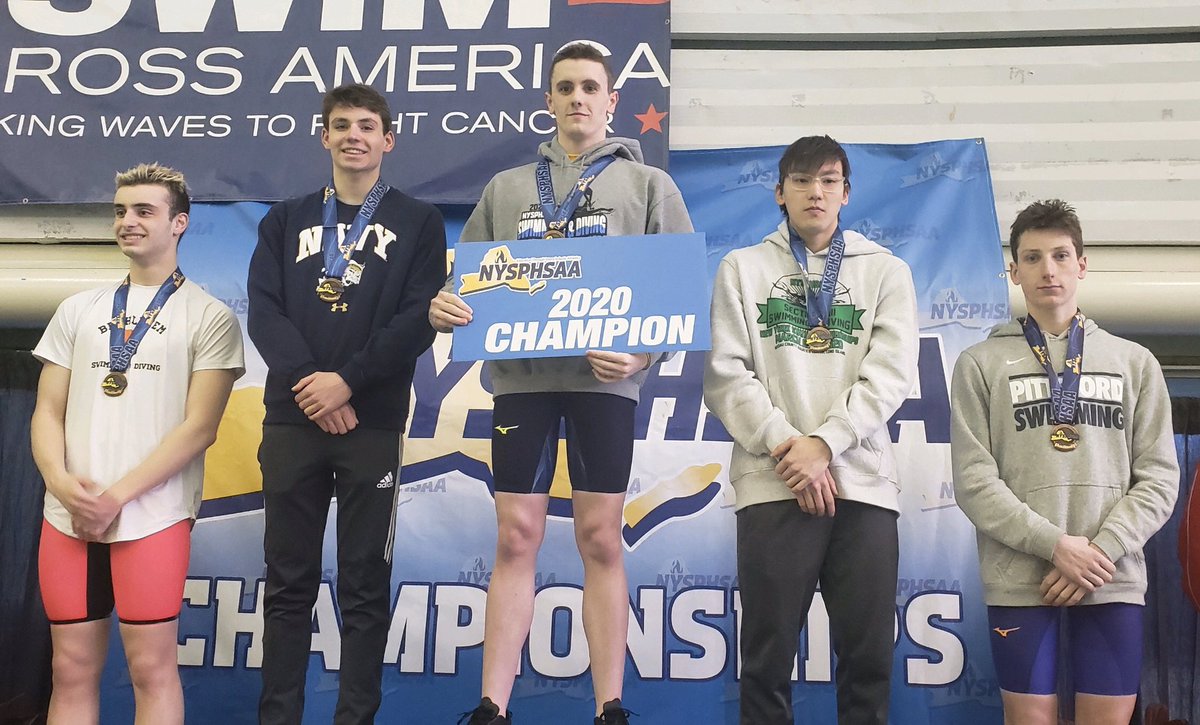 Varsity845's tweet photo. #V845 Swimming Your State Public 100-yard backstroke champion - Liam Allen, Monroe-Woodbury senior https://t.co/1A1QRLYY4Y