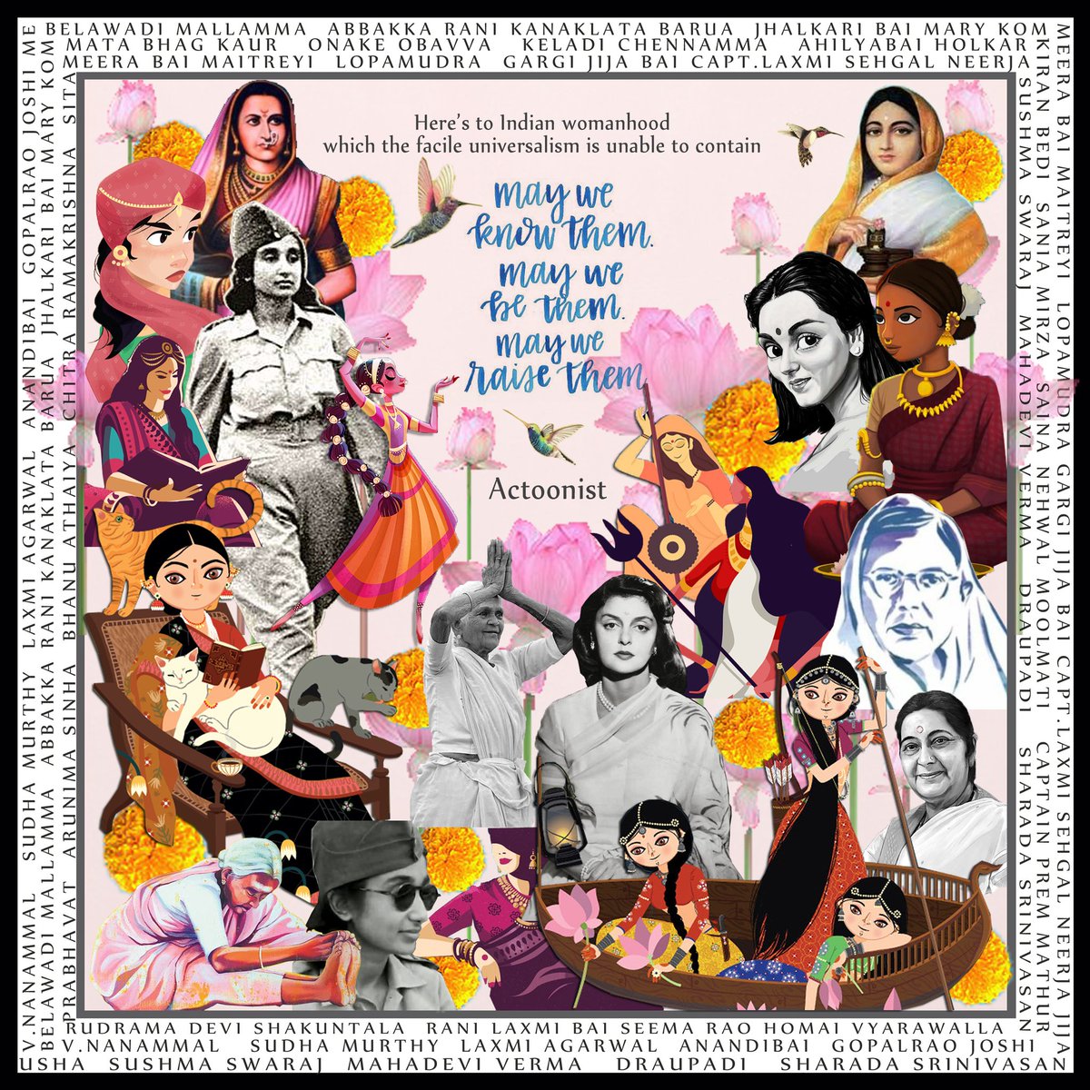 actoonist's tweet photo. My recent artwork celebrating Indian womanhood which often skips from the eye of universalist template of feminism. 

#SheInspireUs
#HappyWomensDay 
#SheInspiresUs https://t.co/4DXgqo52J0