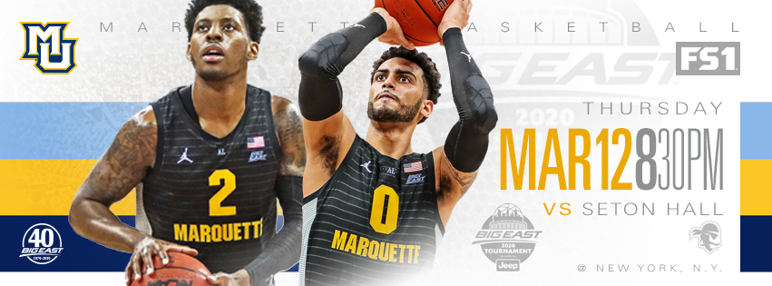 MarquetteMBB's tweet photo. #mubb has claimed the No. 6 seed in the @BIGEASTMBB tourney and will return to @TheGarden Thursday night to play Seton Hall! https://t.co/fAZoGGCrR5
