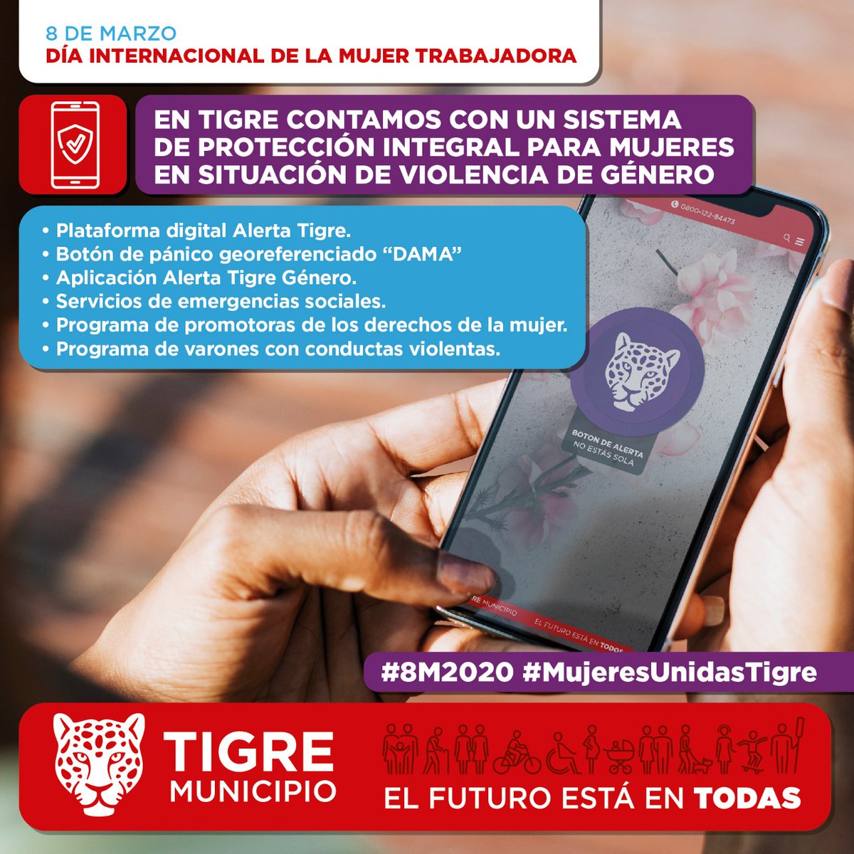 ZamoraJulio's tweet photo. En el #DíaDeLaMujer quiero acompañarlas a todas en su lucha por la igualdad de género. Desde el @MunicipioTigre llevamos implementadas políticas públicas para concientizar sobre la equidad en los derechos entre mujeres y hombres. 
#8M2020 #MujeresUnidasTigre https://t.co/X3aYfxe8lx