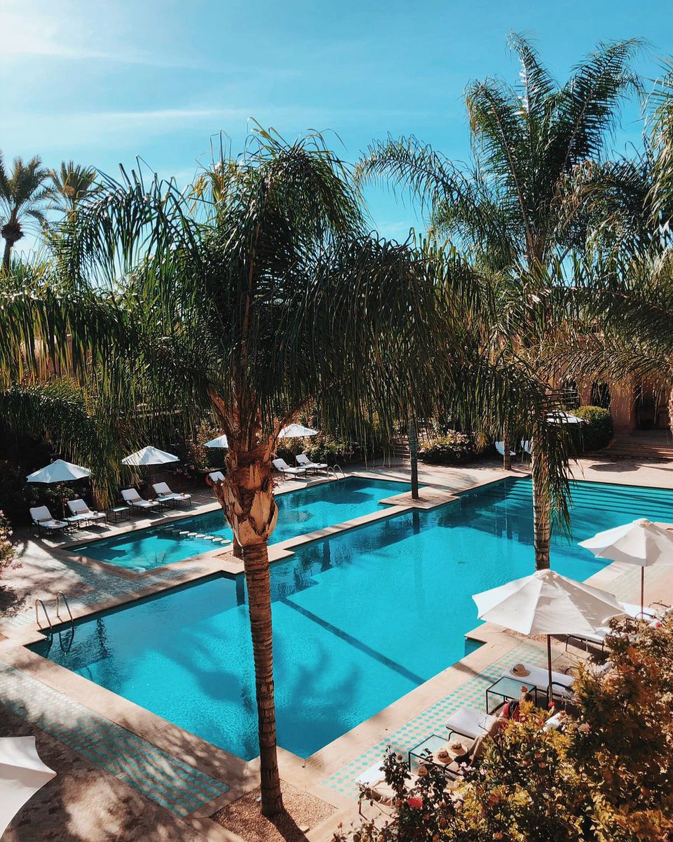 A warm #pool, palm trees and lots of sun... that’s your #holiday at Palais Aziza &amp; Spa! Welcome! ☀️