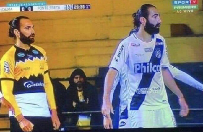 caughtoffside's tweet photo. How is this guy playing for both teams whilst also watching himself from the stands?! 😂 https://t.co/9jOTS8tZTq