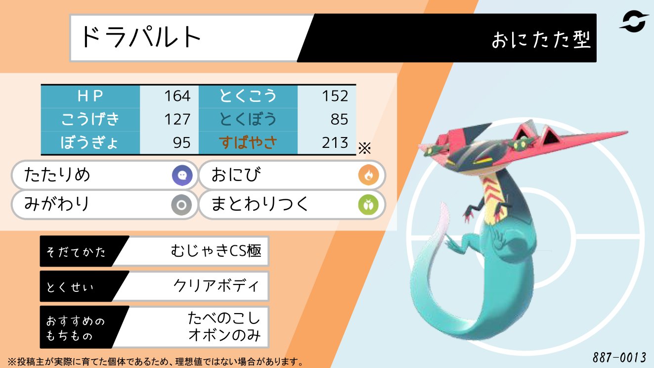 てつぼう リキキリンになりたい ポケモン剣盾育成サンプル 特殊ドラパルト 物理 型より火力は落ちるが ゴースト技に癖がなく扱いやすくなる また炎技は特殊型のみの特権 T Co K9la8dc8cl Twitter