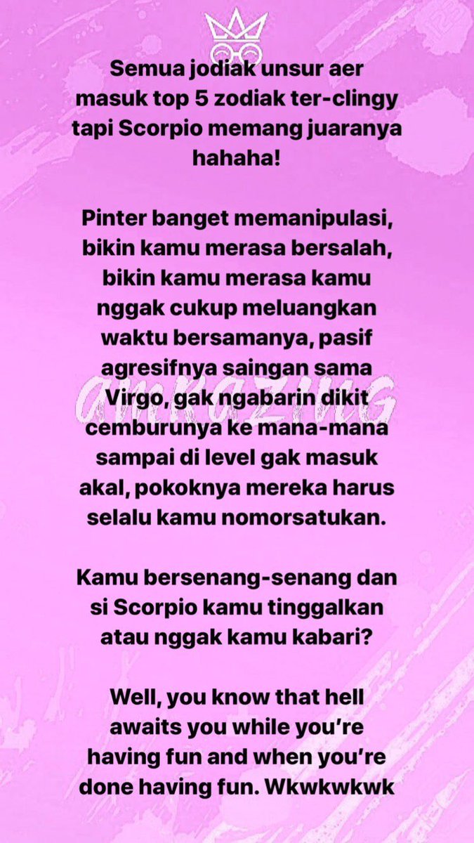 aMrazing's tweet photo. Top 3 zodiak paling clingy https://t.co/TiLHZf1BxR