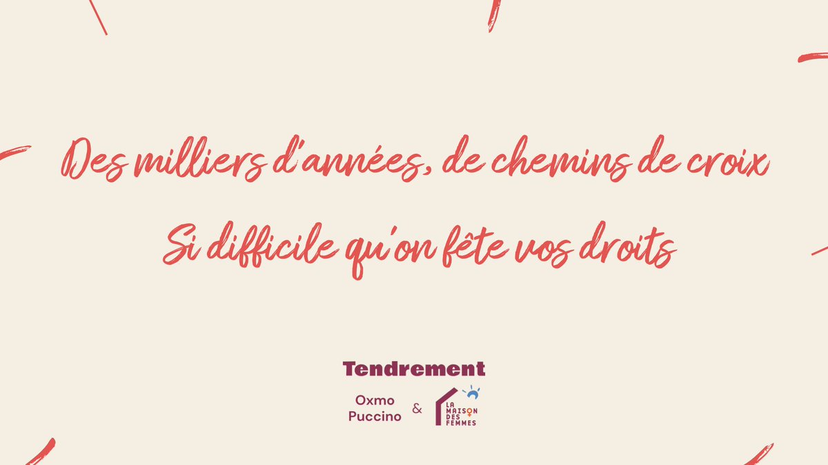 Vous aussi, soutenez le projet #Tendrement de <a href="/oxmopuccino/">oxmO Puccino</a>  sur le site officiel du projet 💌
👉 oxmopuccino-tendrement.com   
#8mars #JourneeDeLaFemme