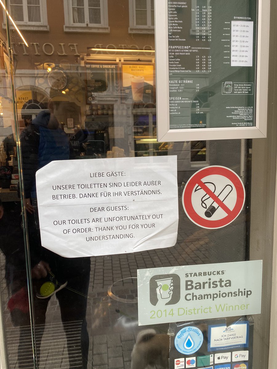 er_kenny's tweet photo. Isn’t is a shame that a Starbucks in the main st in Heidelberg does not offer a bathroom to use even for customers? #Starbucks #starbuckdeutschland https://t.co/F4H0lzCtf5