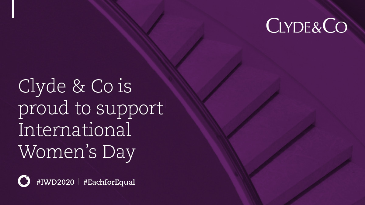 Today we celebrate women's achievements, raise awareness against bias and take action for equality. Clyde &amp; Co is committed to gender balance, a key business issue for us to address together.

#IWD2020 #EachforEqual