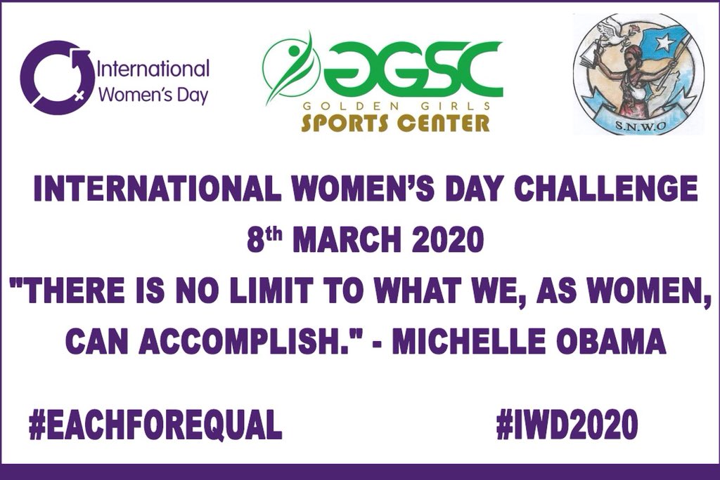 It’s gonna be the best challenge our young #somali girls/women will participate today as for the celebration of #IWD2020 #EachforEqual stay tuned for update of the program 🇸🇴