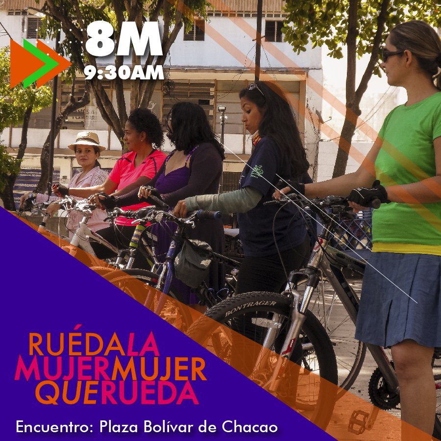 Los esperamos hoy junto a 
<a href="/BiciCulturaVe/">BiciCultura Venezuela</a>
 en la Plaza Bolívar de Chacao para salir de allí y conmemorar este día de la forma más bonita que sabemos, Están todos invitad@s. 

#RuédalaMujer #Caracas #ciclismo
#8deMarzo #DiaDeLaMujer #DiaInternacionalDeLaMujer