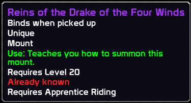 bovideos's tweet photo. Check out this item I just got! [Reins of the Drake of the Four Winds] #Warcraft https://t.co/ae9KLGQsXM