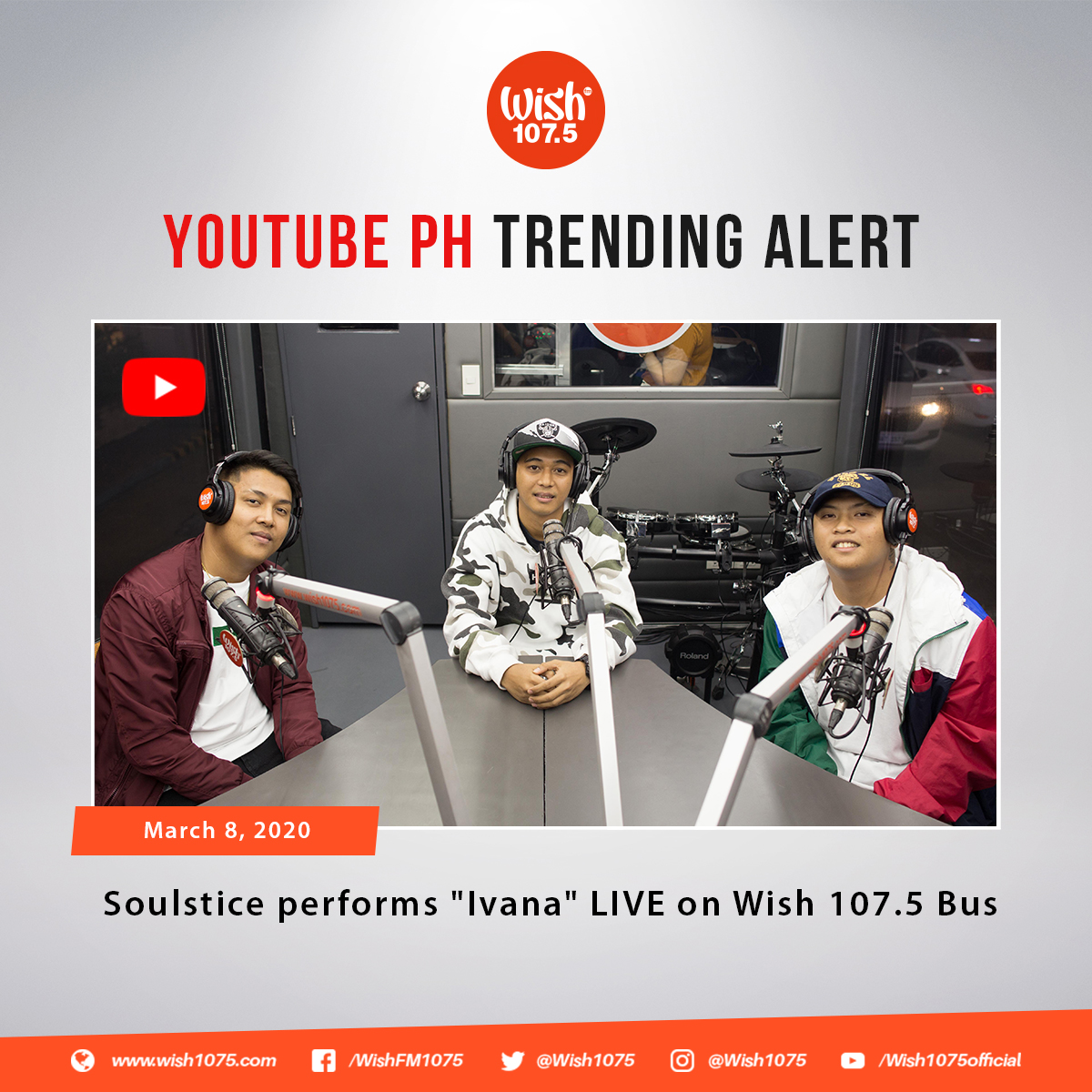wish1075's tweet photo. TRENDING: Rising rap outfit @SoulsticePH's Wishclusive performance of their breakout single "Ivana" made it on YouTube PH's trends list!

Watch it here: https://t.co/nxV491A0QI https://t.co/2Bjg3wgKXw