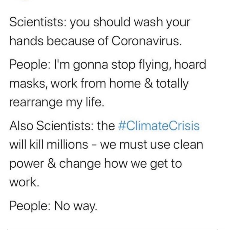 Runaholic80's tweet photo. 🤦🏼‍♀️🙄😔 #getagrip #realitycheck #cornoravirus #ClimateChange https://t.co/9gwtTUDPuG