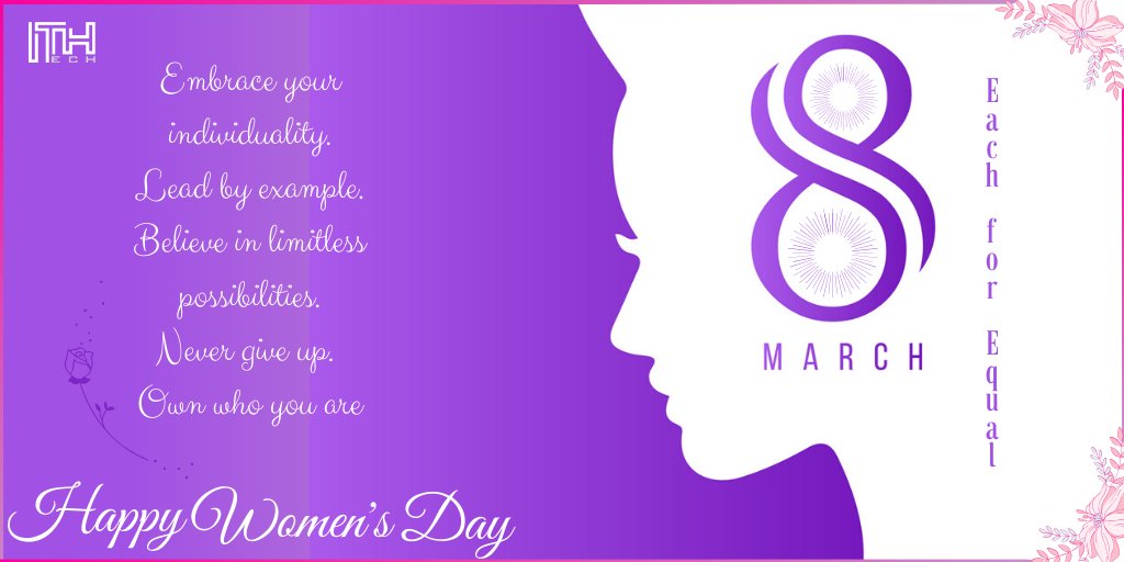 ITHtechnologies's tweet image. Women are the real architects of society.
HAPPY WOMEN&apos;S DAY!!!!
#ithtechnologies #architects #happy #WomensDay #equality #womenleaders #womenempowerment #society #EachforEqual #IWD2020  #InternationalWomensDay #InternationalWomensDay2020.