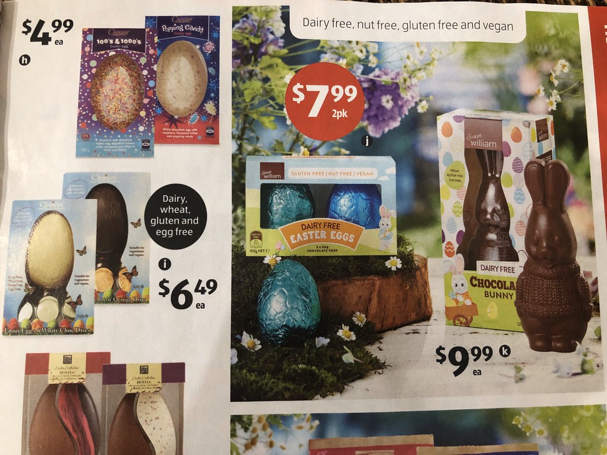 GFVictoria's tweet photo. Aldi catalog has #glutenfree #dairyfree #nutfree #vegan Easter eggs https://t.co/sLKJEqU9LW https://t.co/2rjEGUCBY9