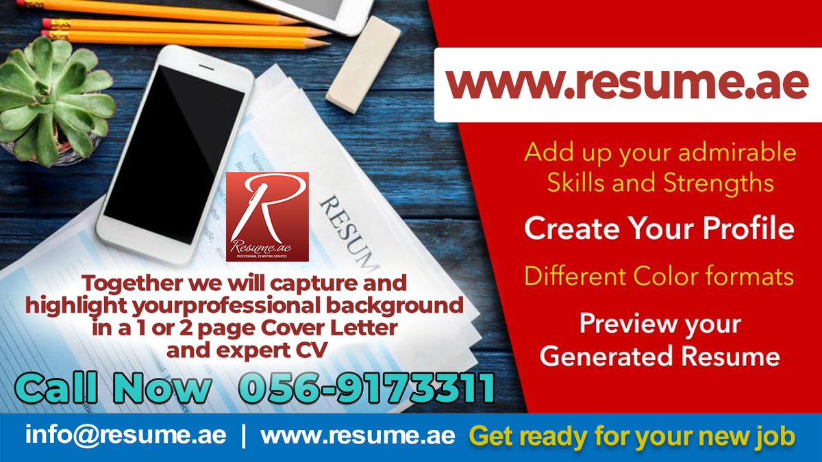 resumeae's tweet image. Tailor-made Resume Writing Services in Dubai | 043554850
resume.ae (056-9173311)
#cvdevelopment #resumedevelopment #professionalcvwriting #cvcreation #cvmaking #expertcvdevelopment #bestcvwriting #customercarecv #salescv #bestexecutivecvwriting #executivecvuae #UAE