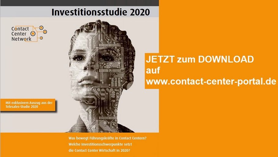 Verschaffen Sie sich den Überblick und lesen alle Details in der kompletten #Investitionsstudie 2020. 

contact-center-portal.de/contactcenter-… #callcenter #studie #servicecenter #contactcenter