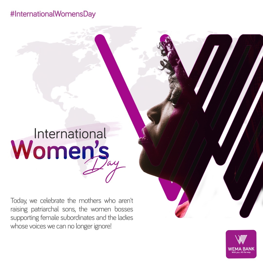 Happy International Women's Day from all of us at Wema Bank. 
-
#HappyInternationalWomensDay
#IWD2020