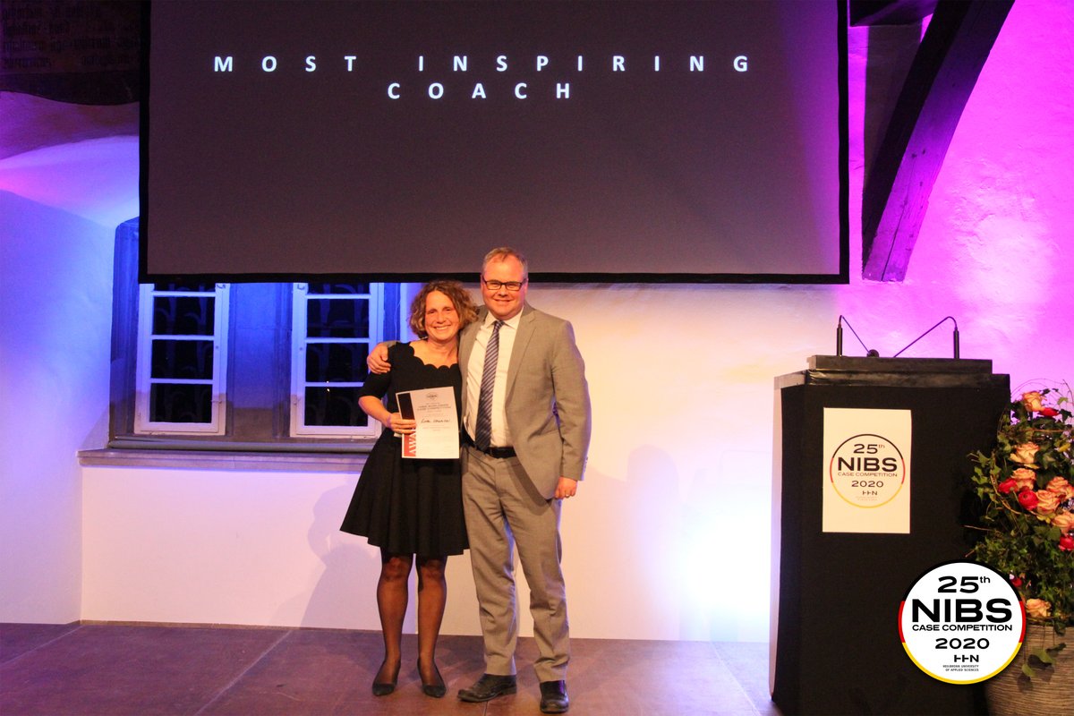 Congratulations to this year's Most Inspiring Coach, <a href="/Schweitzerls/">Linda Schweitzer, PhD</a> of <a href="/SprottSchool/">Sprott School of Business at Carleton University</a>. In addition to the world-class training &amp; commitment she provided to her own students over the past year, Linda stepped in to help another team when their coach was unable to attend. #NIBSspirit