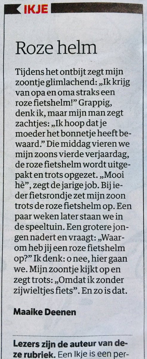 henriette_n's tweet photo. Dit Ikje van een NRC-lezer heb ik bewaard. Lees het knipsel maar. Voor mij is dit het doel van feminisme. Onbevangen en zonder oordeel kijken naar ‘ roze &amp; blauw’. Dat is voor mij vrijheid.
#internationalevrouwendag https://t.co/rbcPbu7MzM