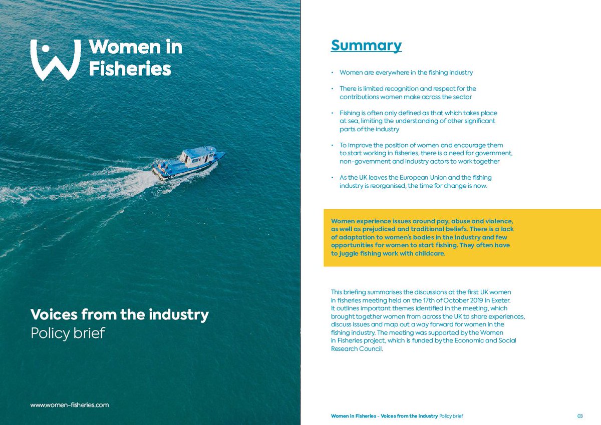 It’s #InternationalWomensDay and we’re launching our new #women in #fisheries policy briefing! Learn more about the vital and often challenging roles women play in the #UK #fishing sector and find out how to join our #network bit.ly/39sShmx @AKTEAwif @ExeterMarine