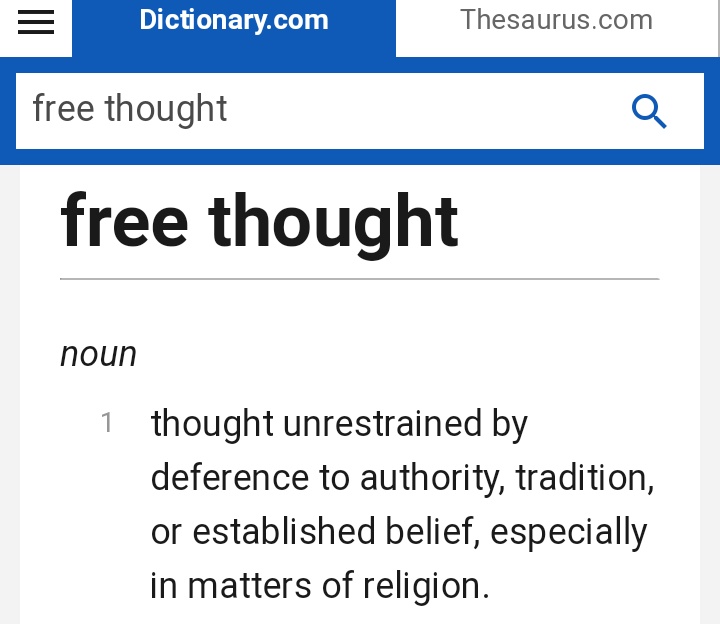 14. "Free Thought"Bible: Trust in the Lord with all thine heart; and lean not unto thine own understanding. In all thy ways acknowledge him, and he shall direct thy paths. Be not wise in thine own eyes: fear the Lord , and depart from evil.Proverbs 3:5-7 KJVQ: