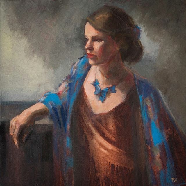fifilatrixabel's tweet photo. I am delighted that my painting ‘Butterfly necklace’ was selected for the RGI open call exhibition ‘embody without burden’ -A celebration of motherhood. My painting features a young woman looking into the light, serene and restful, but with a tinge of lo… https://t.co/c99IbcCRuc https://t.co/hOVesM0tke