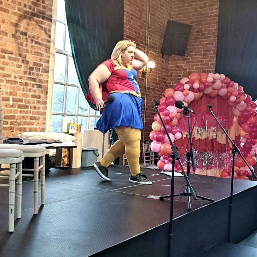 AliKahncomedy's tweet photo. A fab #internationalwomensday gig doing some comedy shtick for a cracking #WKN2020. Well done @womankindnorth.  Started off the day fresh and funky&amp;after 2 full on comedy sets ended up proper 'Moist Pammed' with me sweaty mush...good times! #comedy #funnywomen #sweatingformyart https://t.co/VGZ1wVZLu4