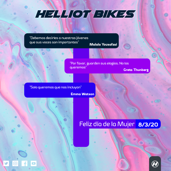 Desde Helliot Bikes os queremos felicitar a TODAS en este día tan especial. Feliz #DiadelaMujer!

#diadelamujertrabajadora #8M #8deMarzo #Felizdiadelamujer