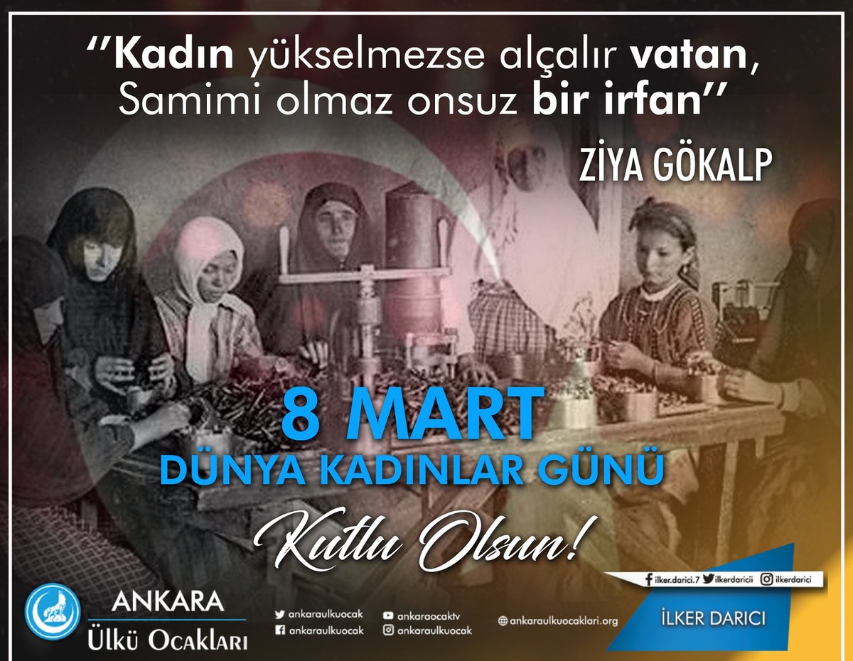 "Kadın yükselmezse alçalır vatan,
Samimi olmaz onsuz bir irfan"
Ziya Gökalp

8 Mart Dünya Kadınlar Günü Kutlu Olsun.

#8martdünyakadinlargünü #8mart