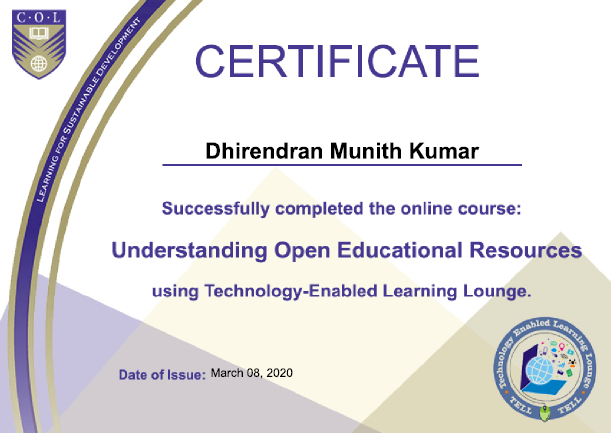 KumarDhirendran's tweet image. #ED403SemOne2020
#Week4
#LearningByTechnology
#OER

Please find my certificate of completion below.
@ShikhanrED403
 @shikhanr
 @i_Nikhil_1994
 @HiyeKM
 @KumarDhirendran
 @evelynkumar13
 @RoshniSwastika
 @avin_prasad