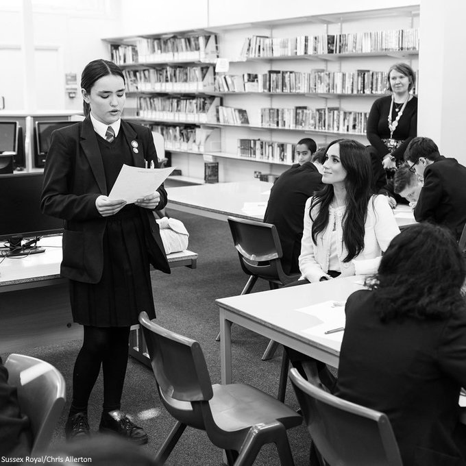 MadAboutMeghan's tweet photo. On The Blog: The Sussexes Join The Queen For Sunday Service &amp; Sussex Royal shares behind-the-scenes photos for #IWD2020 https://t.co/ZObkWZ59jG https://t.co/4rUWLEV5ll