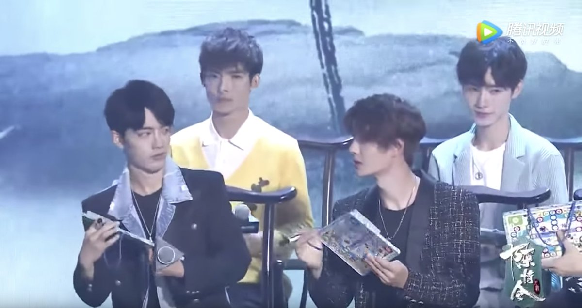 Untamed Fanmeet (2)Emcee: Who is the most extroverted / easiest to get close to?Everyone: Yu Bin, Li BowenYibo: Xiao Zhan Emcee: Why??Yibo: When we first met, it seemed like we could get close. Really comfortable from the start.(even xz did not agree with this answer)