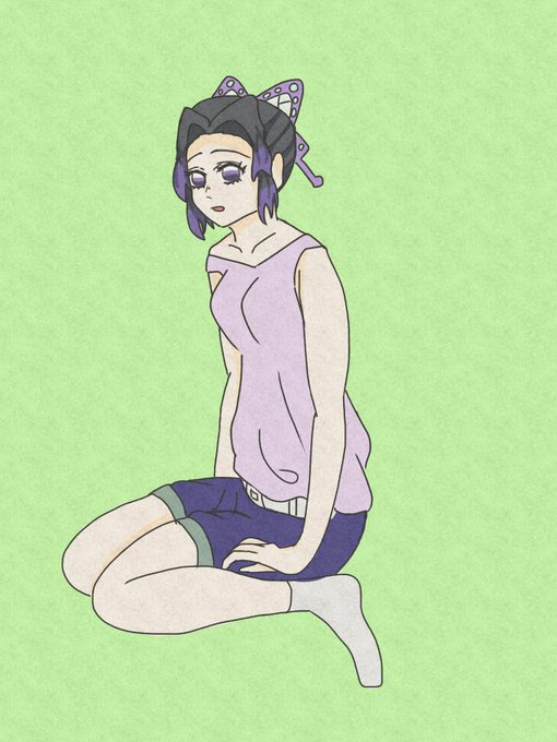 むぎさんがTwitterに投稿した胡蝶しのぶ(鬼滅の刃)のイラスト。