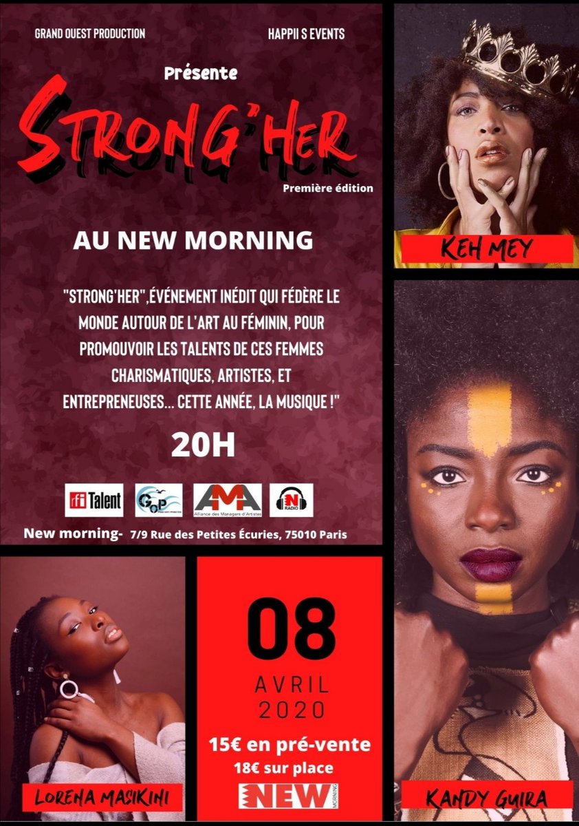 jrmy29310895's tweet photo. En cette journée internationale du droit de la femme #StrongHer rdv le 8/4 au #NewMorning @kehmey @KandyGuira @MasikiniLorena #IndependanteWomen #Music #Love #Artiste #Skyrock #Nrj #rnbmusic #SoulMusic https://t.co/rZUnrdfTNx