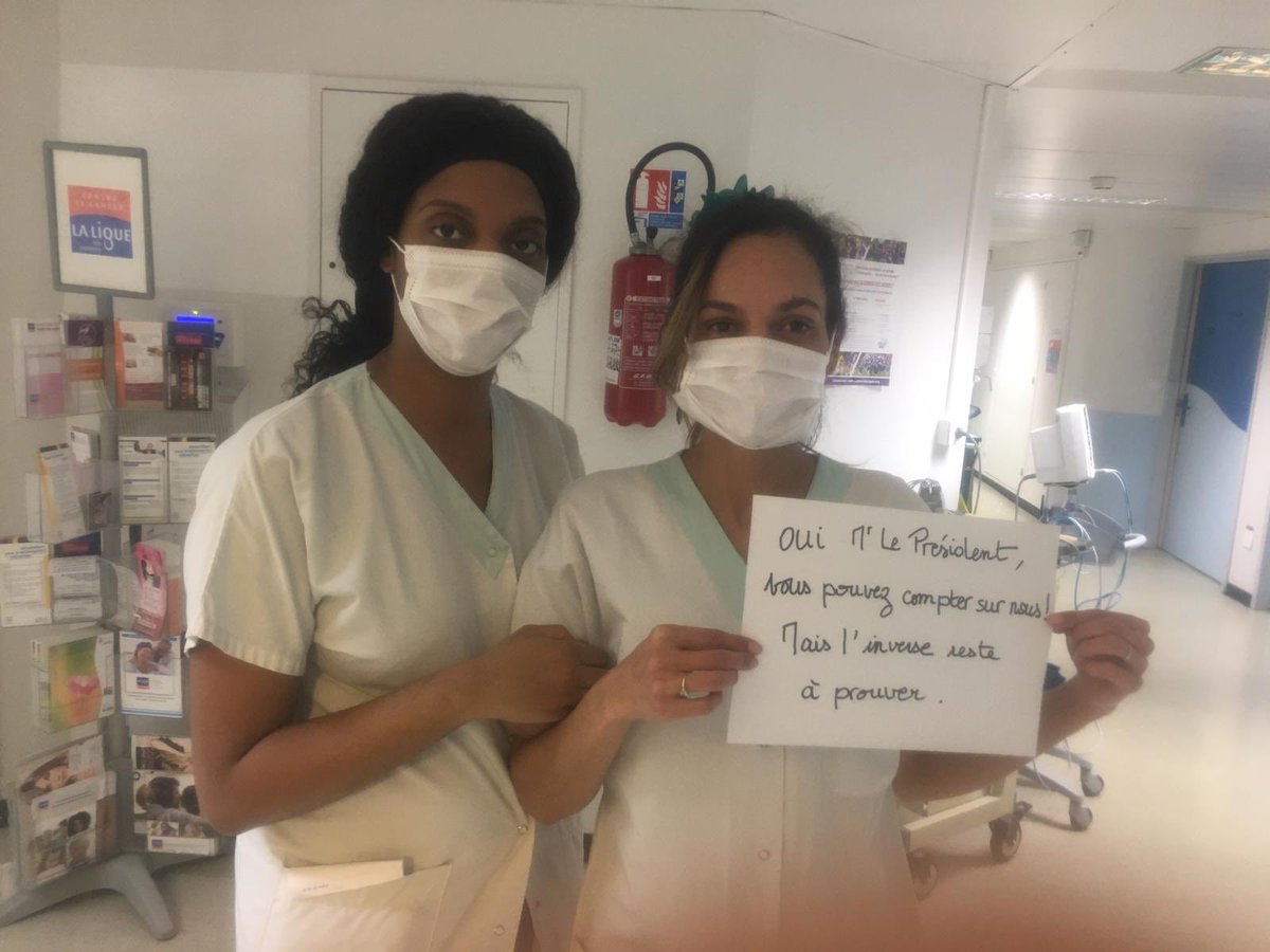 Oui, Mr le Président, vous pouvez compter sur nous, comme nous aimerions pouvoir compter sur vous ! <a href="/EmmanuelMacron/">Emmanuel Macron</a> 
#EnsembleSauvonslHopital
#ComptezSurNous