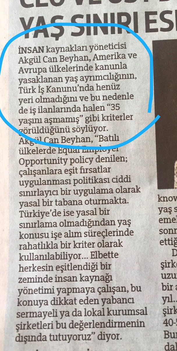 <a href="/hurriyetik/">Hürriyet İK Gazetesi</a> "İnsan ömrü uzuyor, orta yaş 60'a dayanıyor ama iş hayatında yaş ayrımcılığı devam ediyor." 
<a href="/burcuozcelik/">Burcu Özçelik</a>