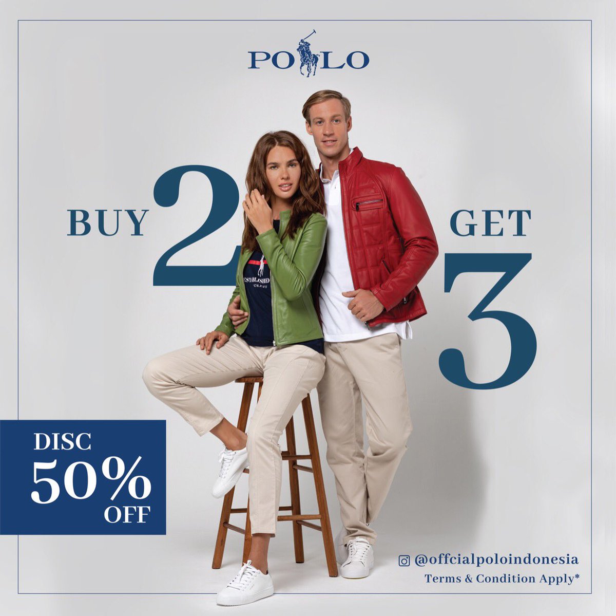 POLOINDONESIA1's tweet photo. Lengkapi tampilanmu dengan koleksi POLO untuk keseharian kamu. 
Bebas belanja dengan promo DISC 50% + BUY 2 GET 3! 

Tunggu apa lagi, langsung datangi store POLO terdekat kamu untuk dapatkan items yang kamu suka! https://t.co/hQ94f3zSiq