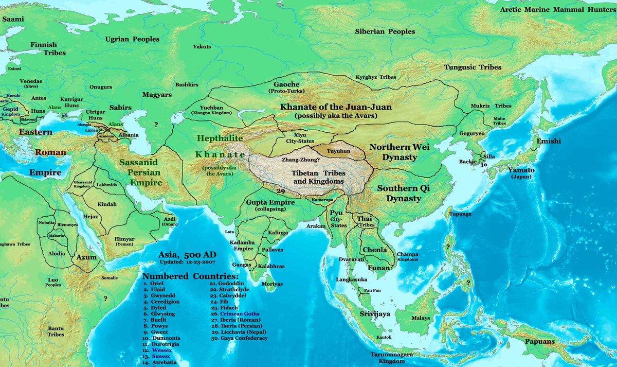 As Tuoba unified N. China under Northern Wei, another Turko-Mongol group Rouran aka Juan Juan unified the steppe formed powerful Rouran Khanate. Rouran continued nomad tradition of raiding N China. N Wei responds w counter-raid into Mongolia. Ballad of  #Mulan   arise from this war