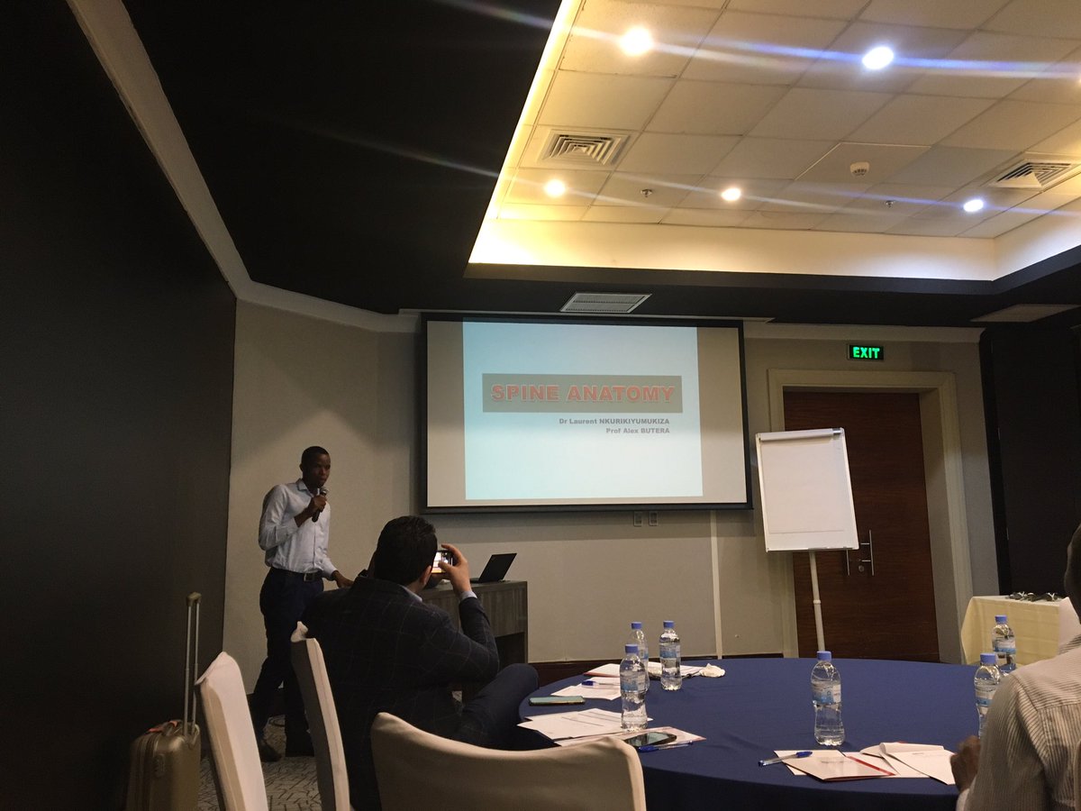 Ortho_Rwanda's tweet photo. @Ortho_Rwanda  and @Rwanda_neuro are hosted by EgiFix at   @RadissonKigali to introduce trauma, spine and arthroplasty implants. Dr Nkurikiyumukiza Laurent starts with spine anatomy presentation. https://t.co/QiIaUcNxbz