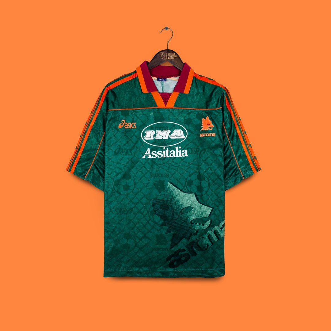 asics AS Roma  Shirtサッカーユニフォーム　95-96 ROMA 1995 1997 AWAY SHIRT JERSEY LONG SLEEVE ASICS sz XL MEN